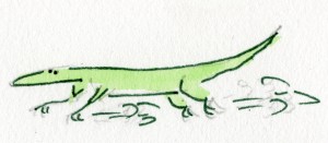 Lizard flees threat