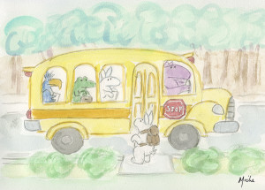Drawing of Animals on School Bus