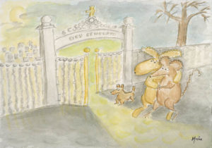 Critters sneak by cemetary