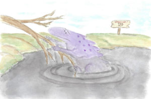 Hobji gets unstuck from tar pit.